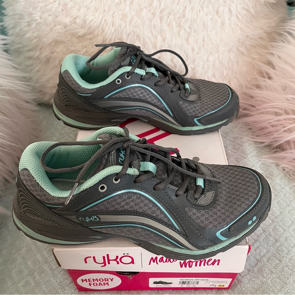 Ryka Women's Gray and Teal Athletic Shoes